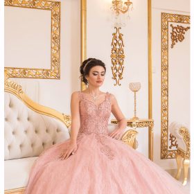Askılı V Yaka Pembe Prenses Nişanlık